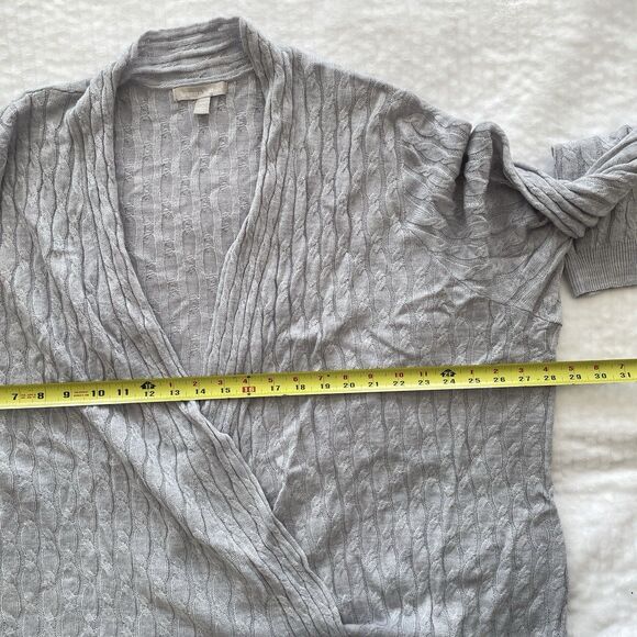 Woman Within Gray Cable Knit Open Cardigan Lightweight Sweater Womens Plus 2X - Picture 10 of 10